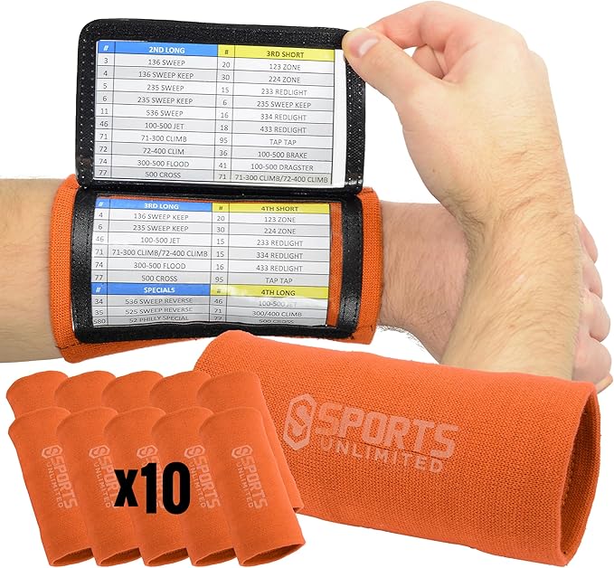Sports Unlimited Youth Triple Wrist Coach, Football Wristbands for Plays, Baseball Wristbands, QB Arm Bands