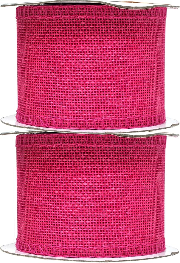 Mandala Crafts Hot Pink Burlap Ribbon 2.5 Inches Wide Jute Ribbons - Image 2