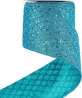 HUIHUANG Turquoise Glitter Wired Ribbon 4 inch Teal Christmas Tree Ribbon by HUIHUANG