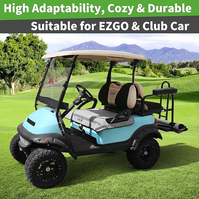 10L0L Golf Cart Seat Covers Compatible with EZGO TXT/RXV & Club Car DS/Precedent, Non-Slip Golf Cart Towel for 2/4 Person Seats, Universal Accessories for Seat Blanket (50 x 30 Inches)-Light Gray