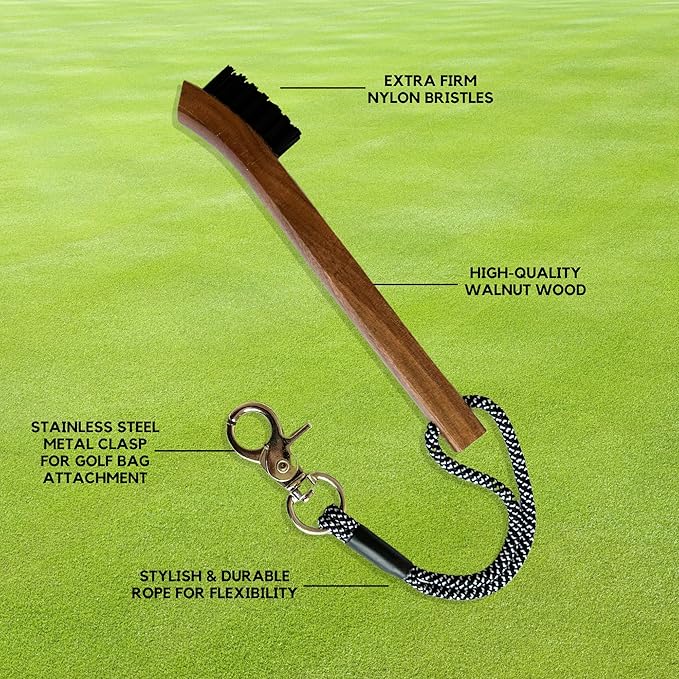 Golf Brush (2 Pack) - Cord and Clip Attachment for Bags and Carts, Club Cleaner Ideal for Woods and Irons - Golf Accesories for Men and Women