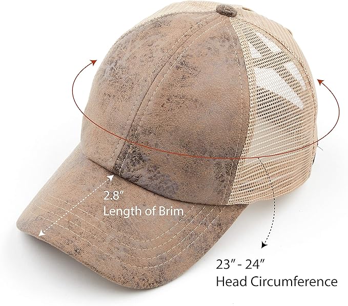 C.C Ponycap Messy High Bun Ponytail Adjustable Glitter Mesh Trucker Baseball Cap