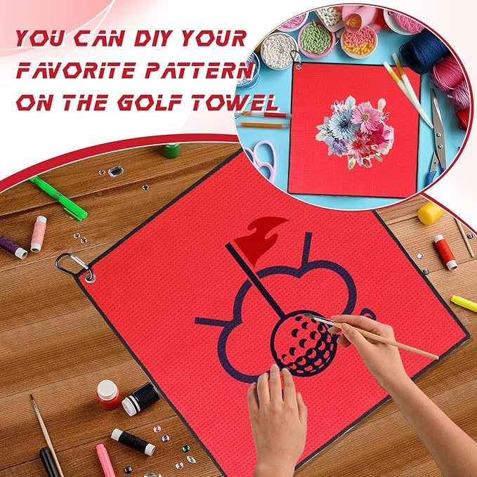 Batiyeer Golf Towel Bulk for Golf Bags 16'' x 16'' Microfiber Fabric Towel with Clip Waffle Pattern, Fitness, Camping, Hiking, Yoga