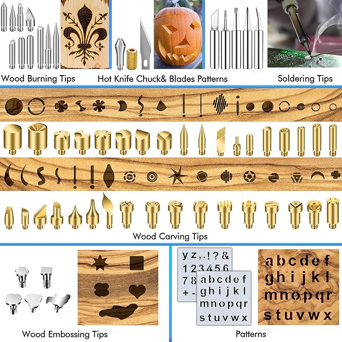 137PCS Wood burning Kit, DIY Creative Tool Set Soldering Woodburning Pen - Image 4