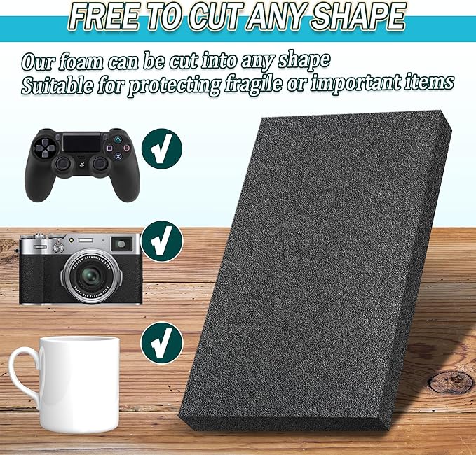 2 PCS Black Foam Padding- 16x12x1 Inch Polyurethane High Density Foam Cuttable - Image 5