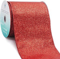 CT CRAFT LLC Glitter Wired Ribbon 4" x 10 Yards Red by CTCRAFTLLC