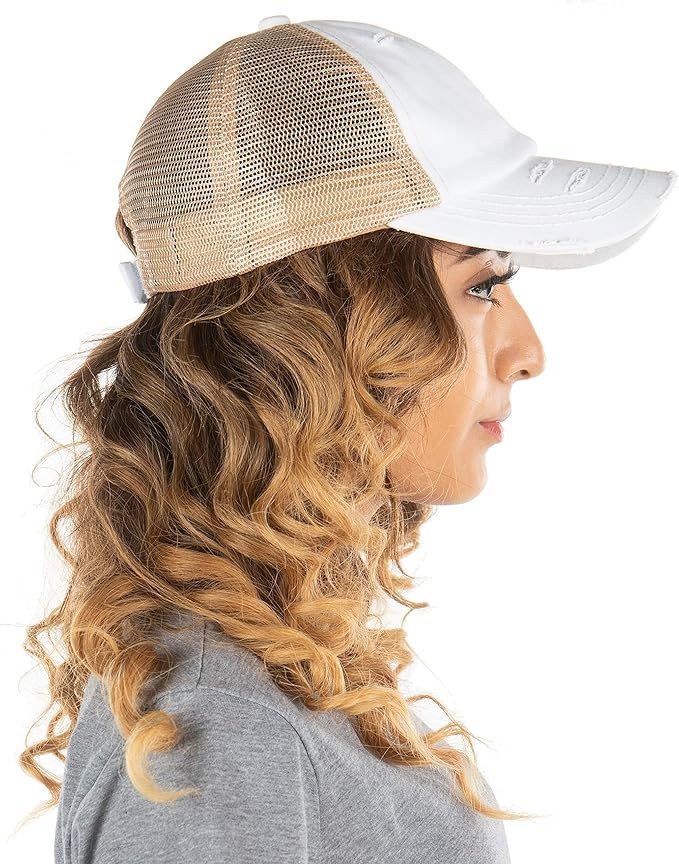Funky Junque Trucker Hat for Women – Distressed Low Profile Western Camo Baseball Cap with Mesh, Trendy and Adjustable Fit