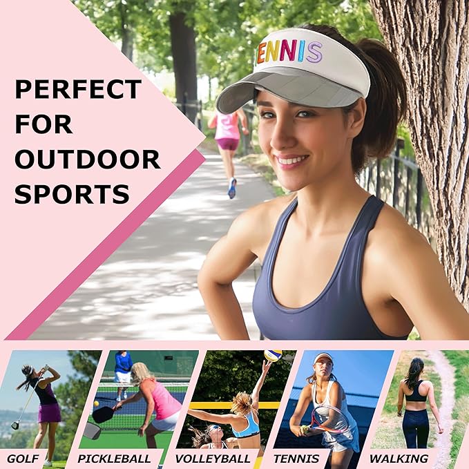 Funky Junque Women's UV 50 Adjustable Sun Visor - Golf Tennis Pickleball - Sports Themes Solid Colors Easter Pastels