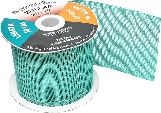 Mandala Crafts Turquoise Burlap Ribbon 3 Inches Wide Jute Ribbons - Image 4
