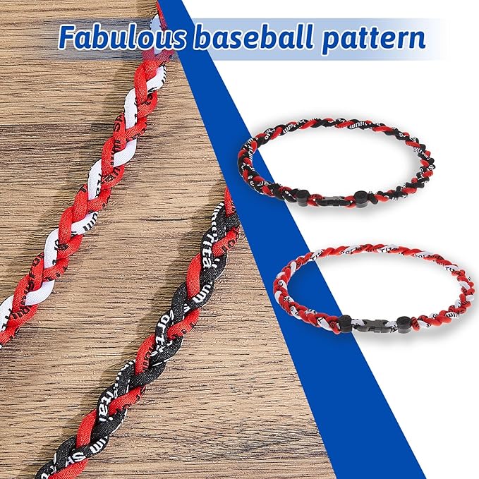 Junkin Baseball Necklaces Three Braided Rope Titanium Necklace for Fans Team Gifts Boys Men Player Softball Sports