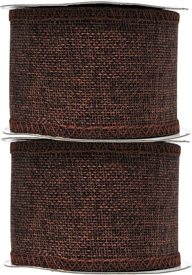 Mandala Crafts Brown Burlap Ribbon 2.5 Inches Wide Jute Ribbons - Image 4