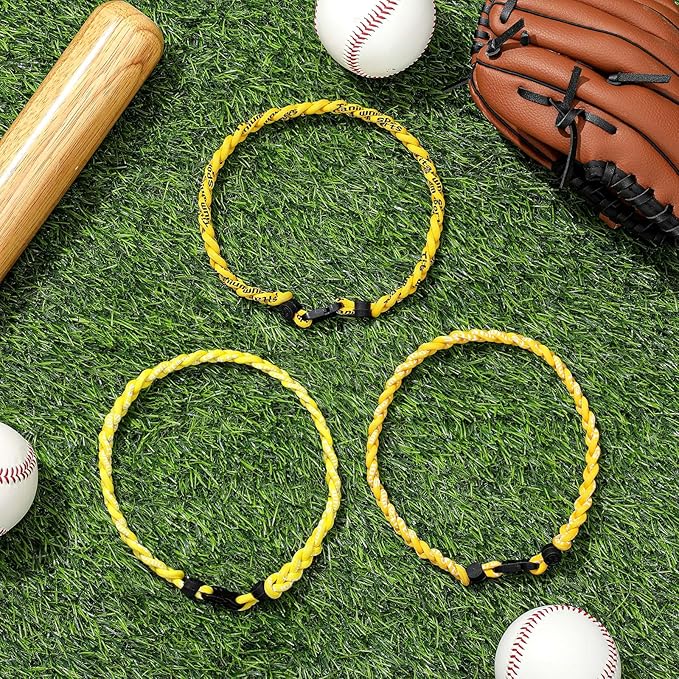 Junkin Baseball Necklaces Three Braided Rope Titanium Necklace for Fans Team Gifts Boys Men Player Softball Sports