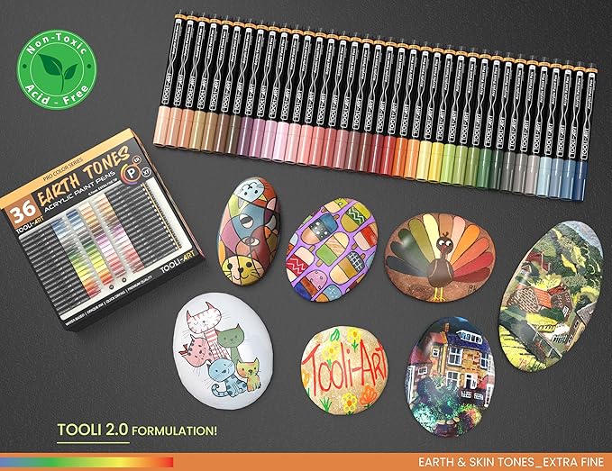 36 Acrylic Paint Pens Skin and Natural Earth Tone Marker Set - Image 2