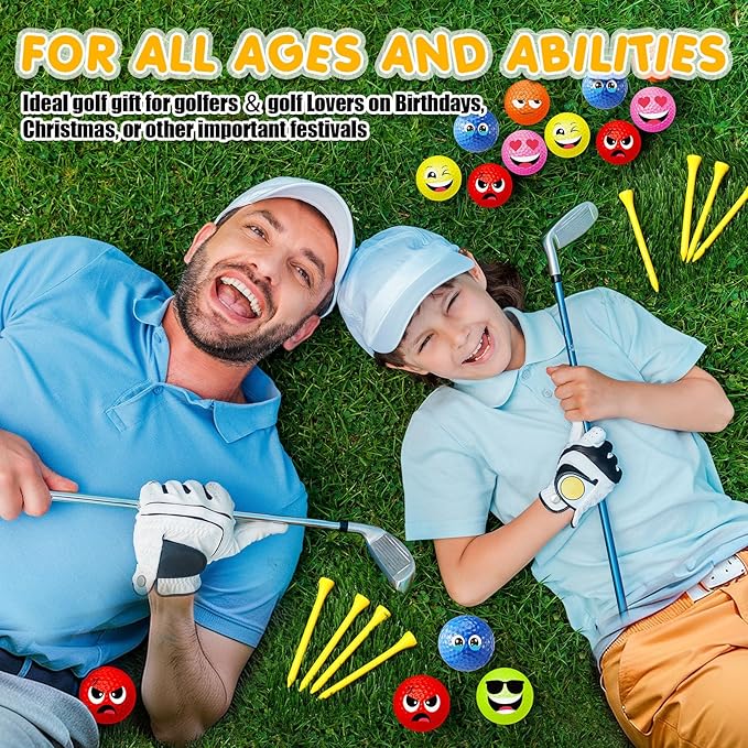 MiniInflat 18 Pcs Funny Golf Balls Gifts Set 12 Humor Golf Balls and 6 Tees for Men Women Coworkers Employees Golfers Birthday Retirement