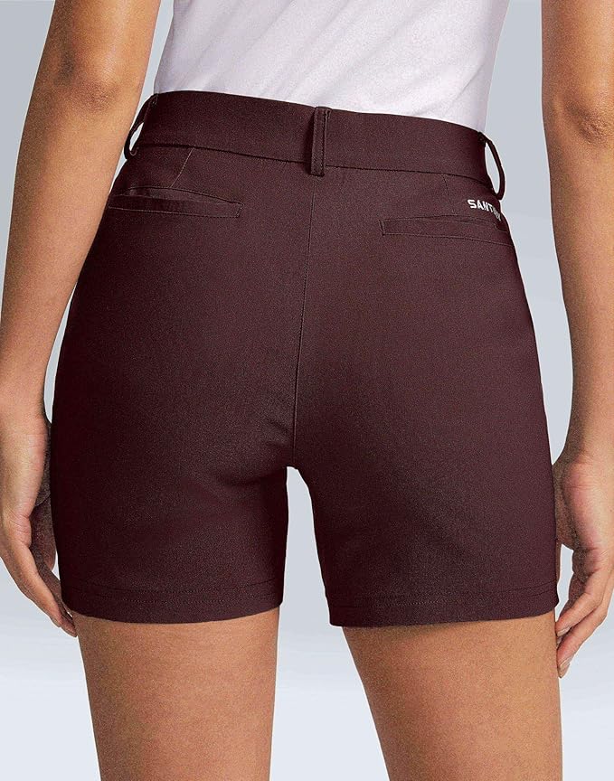 SANTINY Women's 5" Golf Shorts with Pockets Quick Dry Stretch Work Outdoor Hiking Shorts for Women Casual Summer