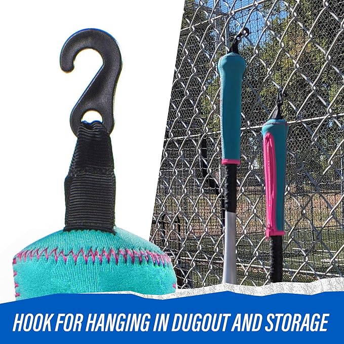 Handle Cover - Baseball Bat Cover Sleeve Protects Vehicle & Bat Grip - Batting Gloves & Helmet Companion with Zippered Hook - Softball Accessory
