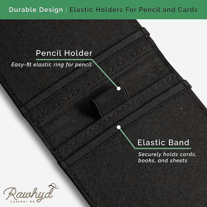 Refillable Golf Scorecard Holder–Full Grain Leather Golf Yardage Book Cover w/Golf Scorecard Book, Pencil Holder & Card Slot–Great Gift for Golfers-Unique Golf Gifts for Men & Women(Pen not included)