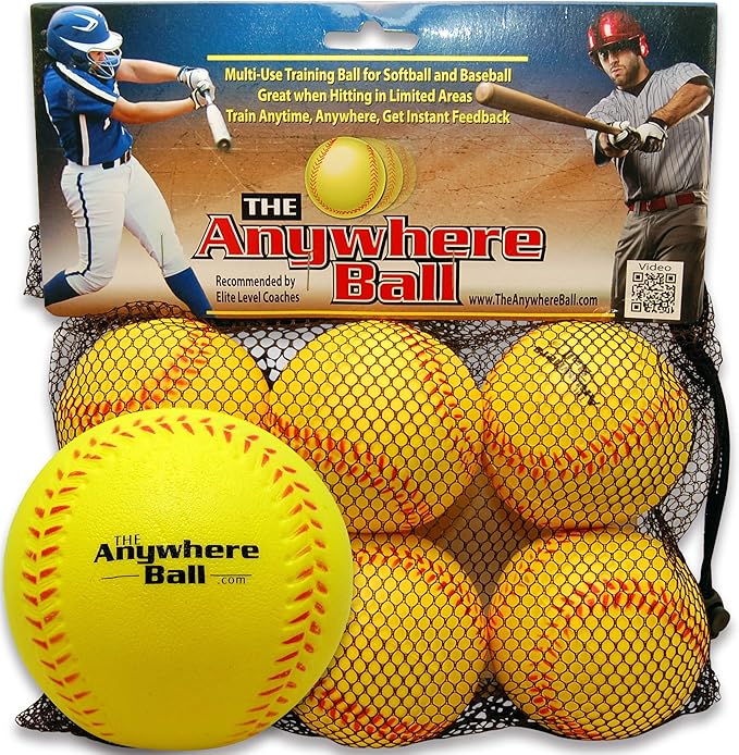 The Anywhere Ball Baseball & Softball Foam Training Ball (6 Pack Bundle)