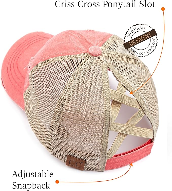 C.C Ponycap Messy High Bun Ponytail Adjustable Glitter Mesh Trucker Baseball Cap