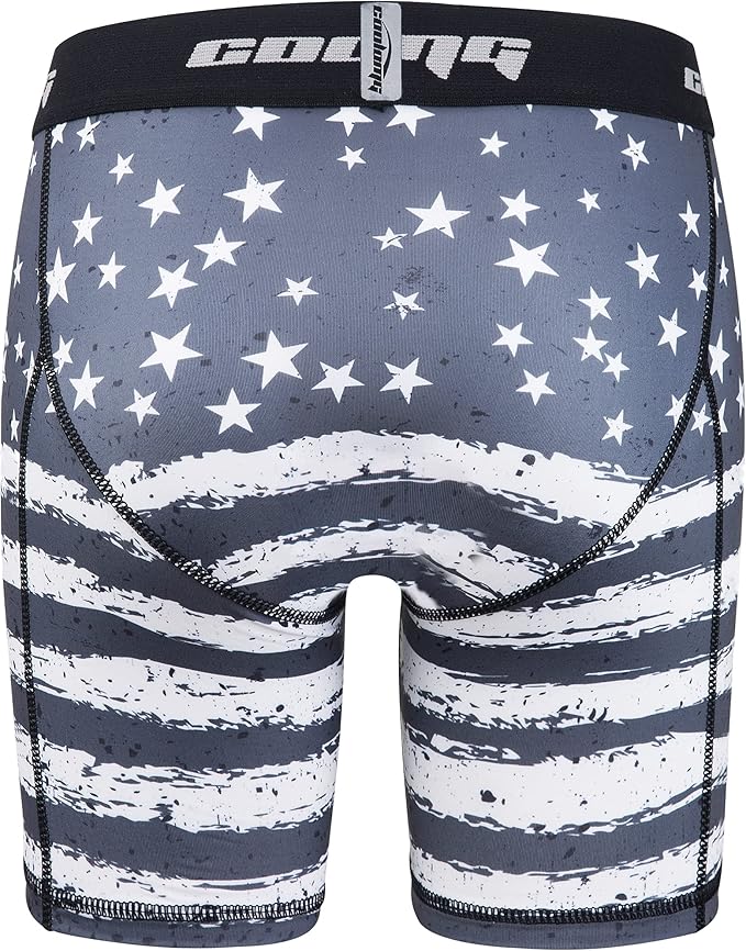 COOLOMG Youth Boys Compression Shorts with Protective Cup Athletic Sports Underwear for Baseball Football Lacrosse Hockey