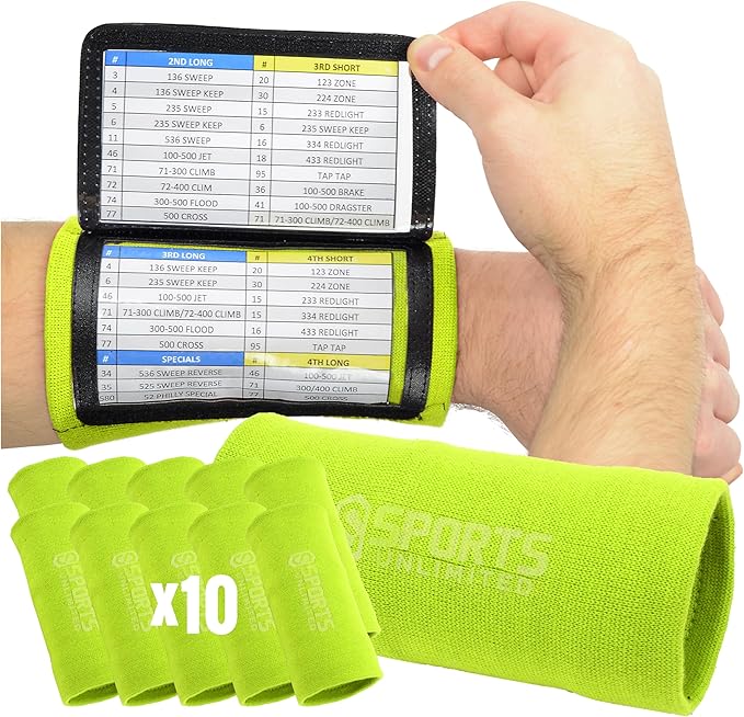 Sports Unlimited Youth Triple Wrist Coach, Football Wristbands for Plays, Baseball Wristbands, QB Arm Bands