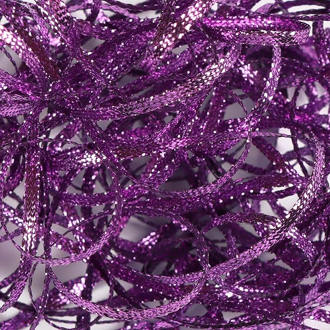 Purple Thin Ribbon 1/8 inch Metallic Braided Double Faced Ribbons Curling - Image 8
