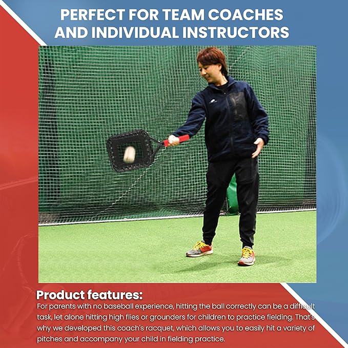 Baseball Racket for Fly Balls: Fungo Racket Baseball/Baseball Racket for Coaches and Parents to Help Players Practice Hitting Grounders and Pop Flies (New)