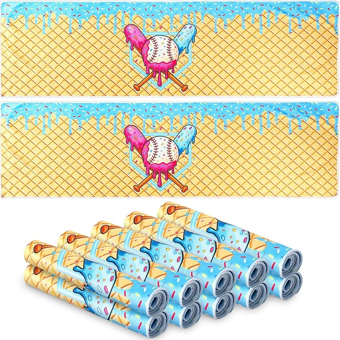 Breling 12 Pcs Cream Drip Baseball Cooling Towels 40"x12" Ice Drip Cooling Towels Microfiber Sweat Sport Rags Absorbent Chilly Washcloth for Hot Weather Workout Gym Coach Gift Sport Party Favors