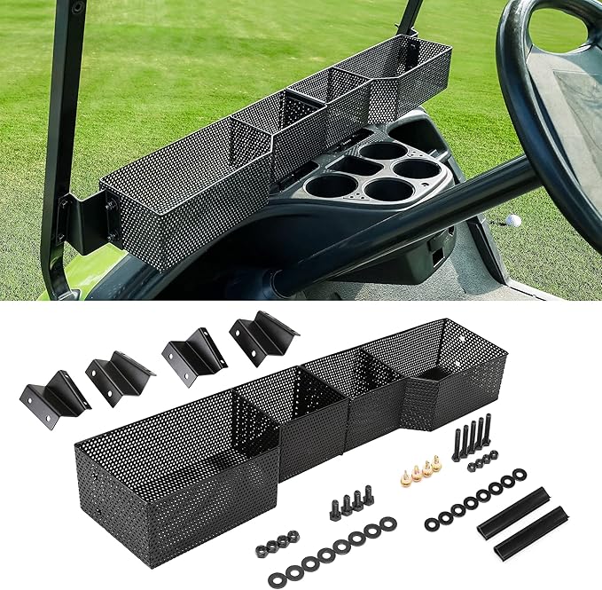 10L0L Golf Cart Front Basket for Yamaha G29/Drive & Drive 2, Dash Storage Box Metal Mesh Tray Organizer