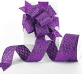 HUIHUANG Purple Wired Ribbon for Christmas Tree 2.5 inch Purple Glitter Diamond by HUIHUANG