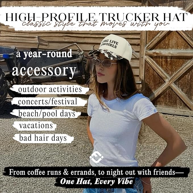 Funky Junque Trucker Hat Women Men 2-Tone Baseball Cap – Vintage Western Style Embroidered Snapback, Premium Cotton Blend
