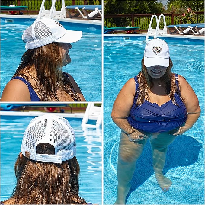 Funky Junque Trucker Hat for Women – Distressed Low Profile Western Camo Baseball Cap with Mesh, Trendy and Adjustable Fit