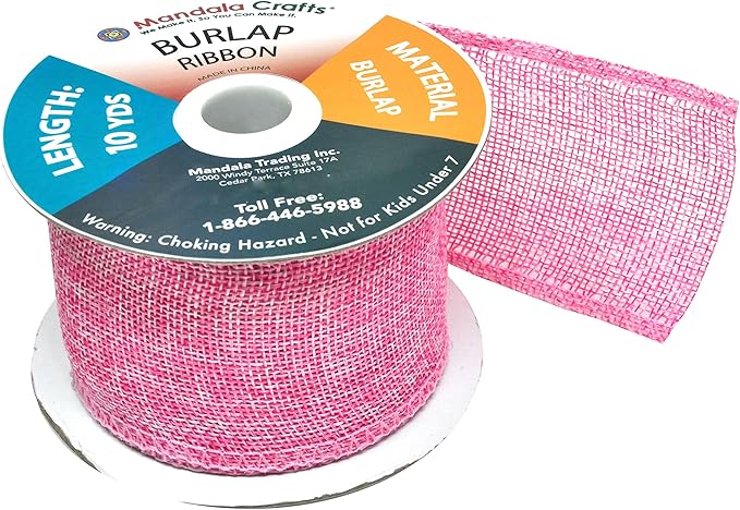 Mandala Crafts Pink Burlap Ribbon 2.5 Inches Wide Jute Ribbons - Image 4