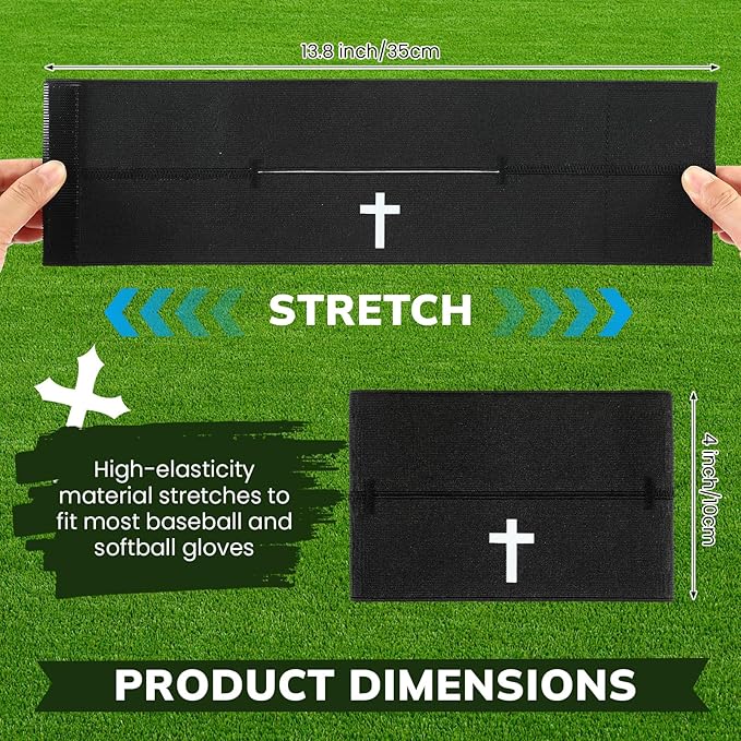 Simgoing Christian Cross Softball Glove Wrap with Bible Verse Speeds Up Break in Process Baseball & Softball Elastic Mitt Glove Strap Band Keep Pocket Formed Ideal for Players of All Ages