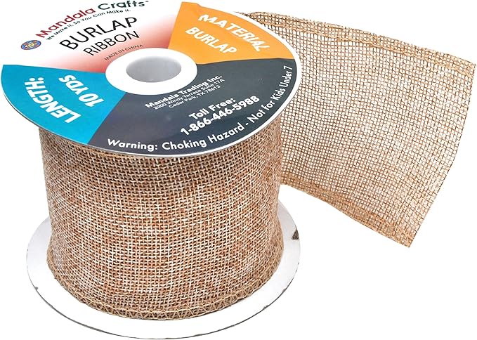 Mandala Crafts Natural Burlap Ribbon 3 Inches Wide Jute Ribbons - Image 3