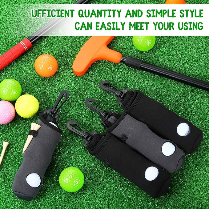 Halloscume 24 Pcs Golf Ball Holder Pouch with Tee Holder Keychain Belt Clip Hook Golf Carry Bag for Women Ladies Man Gifts