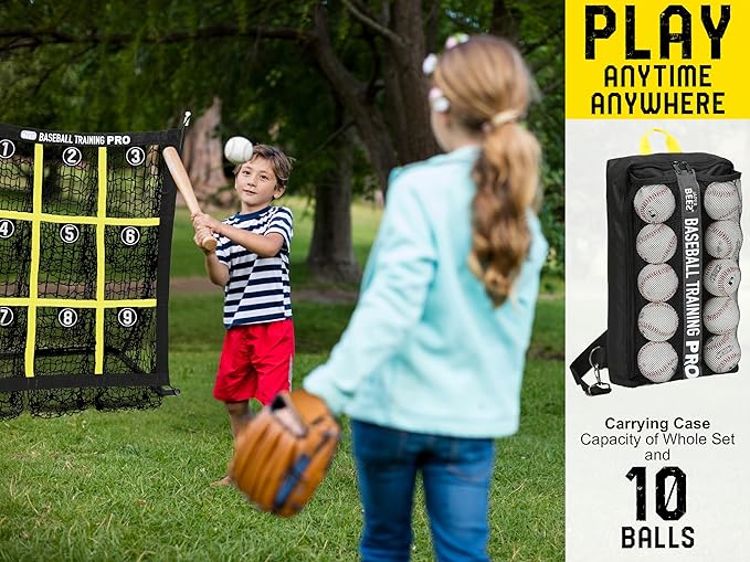 JAPER BEES Pitching Target Net Pitching Net with Strike Zone Baseball Softball Training Equipment for Youth and Adults |Portable Quick Assembly Design |Carry Bag