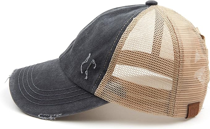 C.C Ponycap Messy High Bun Ponytail Adjustable Glitter Mesh Trucker Baseball Cap