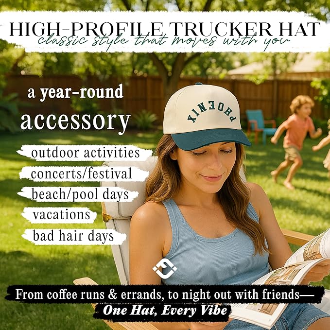 Funky Junque Trucker Hat Women Men 2-Tone Baseball Cap – Vintage Western Style Embroidered Snapback, Premium Cotton Blend