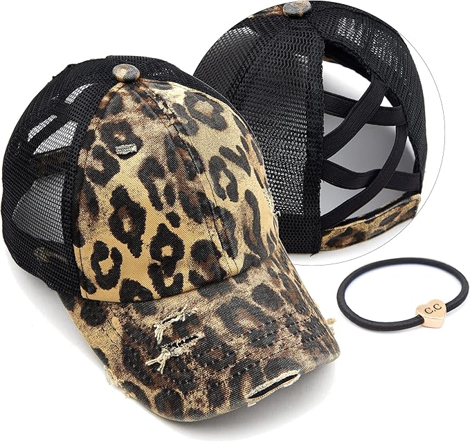 C.C Ponycap Messy High Bun Ponytail Adjustable Glitter Mesh Trucker Baseball Cap