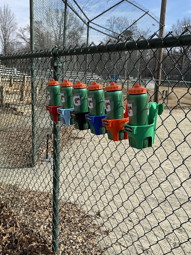 Fence Cup Holder | Drink Holder for Chain Link Fence | Fits Stanley, Yeti & Gatorade | Baseball Dugout, Softball, Pickleball & Tennis | Made in USA | The Fence Buddy (Gray)