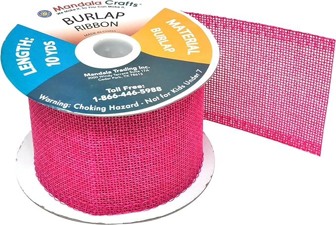 Mandala Crafts Hot Pink Burlap Ribbon 2.5 Inches Wide Jute Ribbons - Image 4