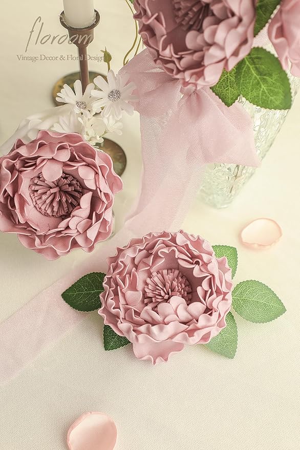 Floroom Artificial Flowers 16pcs 4" Dusty Rose Blooming Peonies Real Looking - Image 5