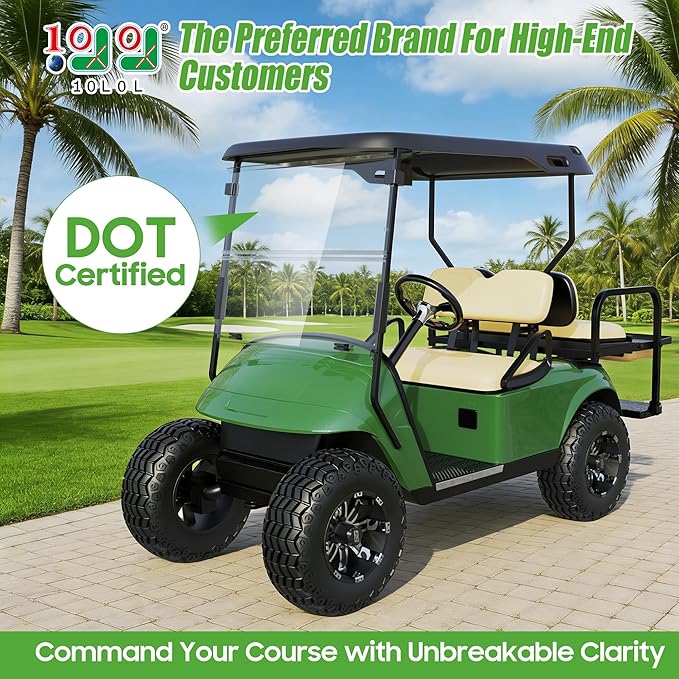 10L0L Golf Cart Windshield for EZGO TXT Gas and Electric 1995-up, Foldable Golf Cart Windscreen, Anti-UV and Impact Resistant, Clear/Tinted