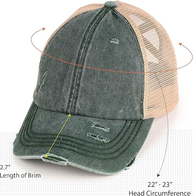 C.C Ponycap Messy High Bun Ponytail Adjustable Glitter Mesh Trucker Baseball Cap