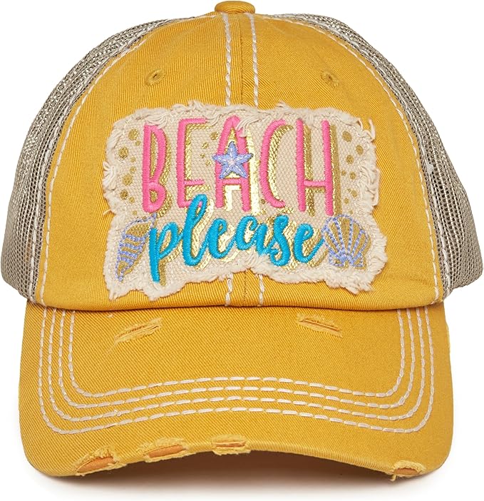 Funky Junque Distressed Vintage Baseball Cap - Embroidered Patch Women's Hat - Holiday, Lifestyle & Patriotic Designs
