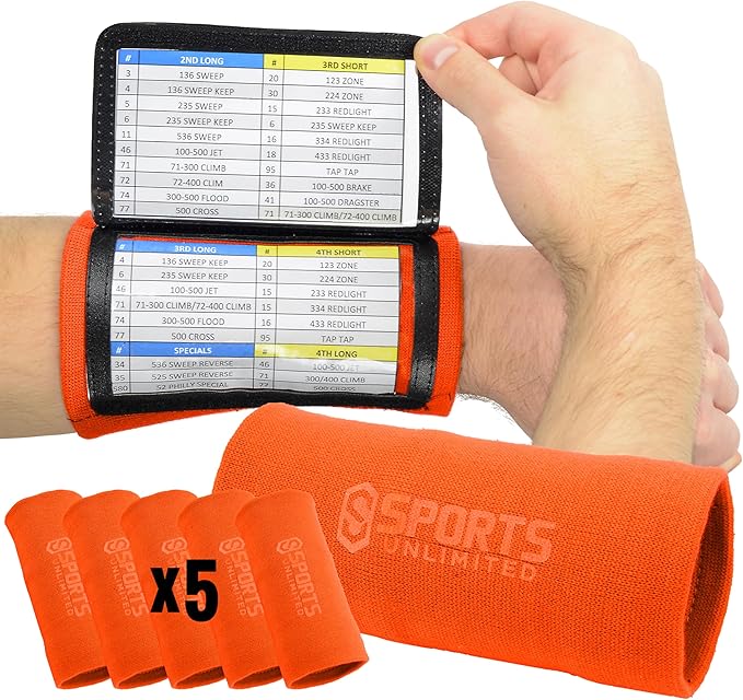Sports Unlimited Youth Triple Wrist Coach, Football Wristbands for Plays, Baseball Wristbands, QB Arm Bands