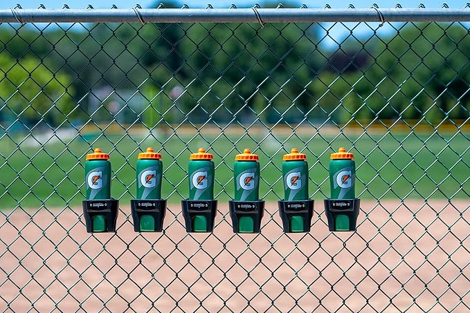 Fence Cup Holder | Drink Holder for Chain Link Fence | Fits Stanley, Yeti & Gatorade | Baseball Dugout, Softball, Pickleball & Tennis | Made in USA | The Fence Buddy (Black)