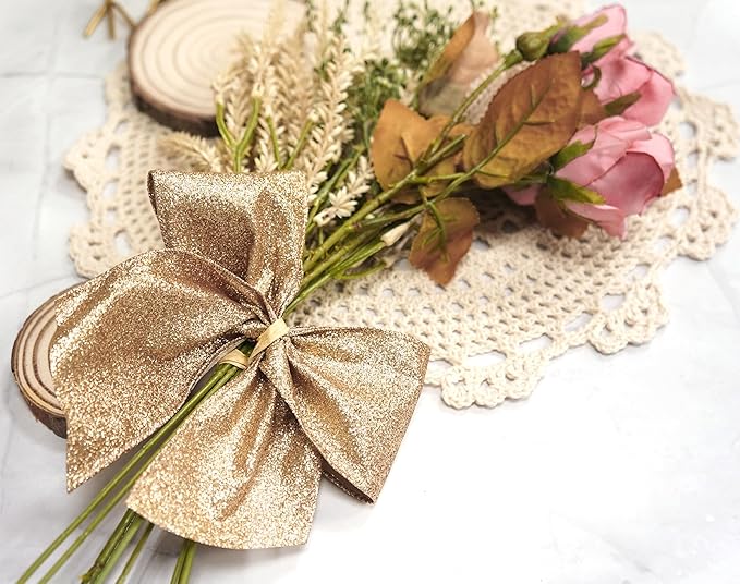 CT CRAFT LLC Glitter Wired Ribbon 2.5" x 10 Yards Gold - Image 5