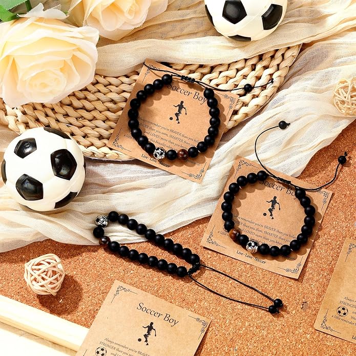 12 Set Sport Adjustable Beaded Bracelets Gifts Football Softball Soccer Volleyball Golf Basketball Hockey Bracelets for Women Men Adjustable Beaded Accessories